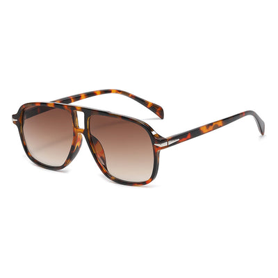 Retro aviator sunglasses with a black full frame and light blue lenses, featuring a double beam design. - Image 3