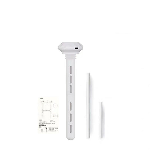 White USB humidifier with a long body, flat top, two cotton swabs, and an instruction manual on a white background. - Image 12