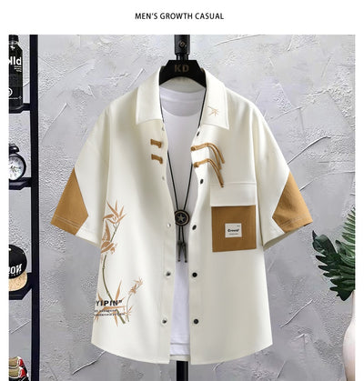 Conjunto de Traje Estilo Chino para Hombre - Camisa Manga Corta y Shorts Verano - Image 21
