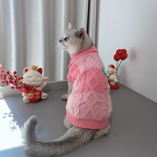 Cardigan con Cuello Polo a Cuadros para Mascotas Pequeñas y Medianas - Image 4