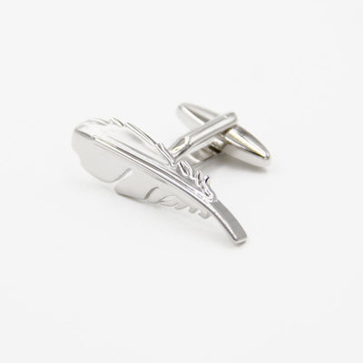 Gemelos de Plata Estilo Francés con Forma de Pluma para Hombre - Image 6