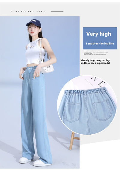 Pantalones Lyocell Rectos Cintura Alta Efecto Seda Pierna Ancha - Image 31