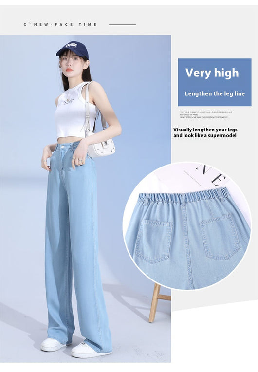 Pantalones Lyocell Rectos Cintura Alta Efecto Seda Pierna Ancha - Image 31