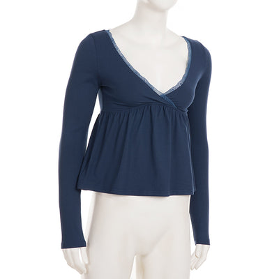 Playera de Encaje Escote V Mujer - Estilo Pure Hot Girl - Image 17