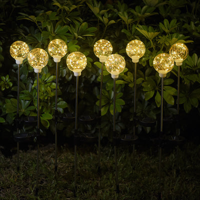 Luminaria Solar Esférica de Jardín con Poste en Acero Inoxidable
