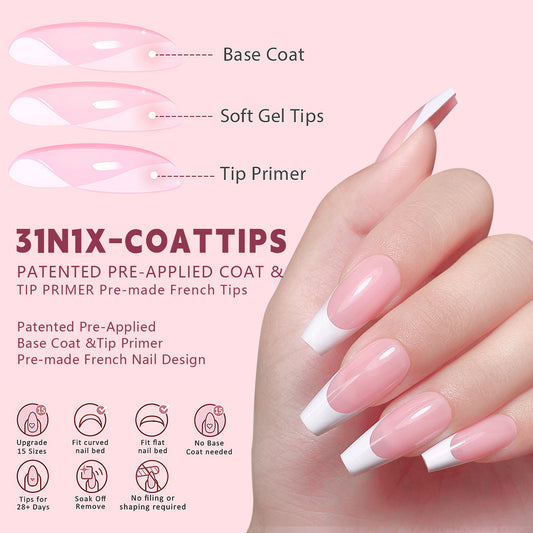Uñas Postizas Estilo Francés Desmontables sin Marcas - Image 2