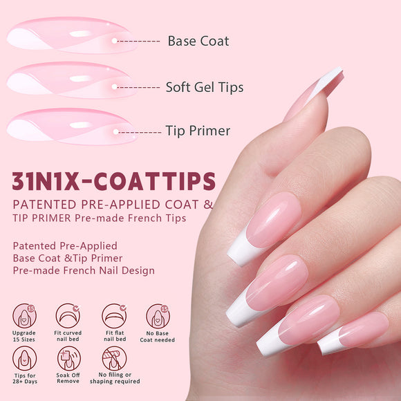 Uñas Postizas Estilo Francés Desmontables sin Marcas