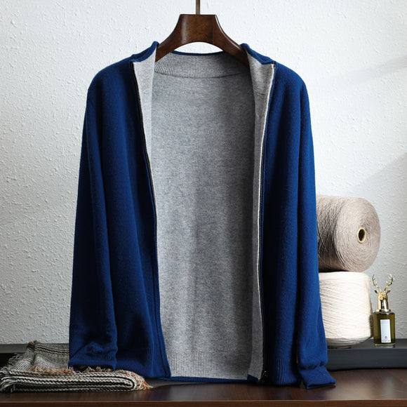 Cardigan de Lana con Cierre Zip Manga Larga