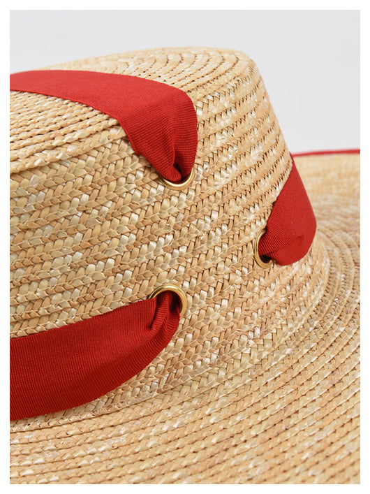Sombrero de Paja Trenzado con Tiras - Estilo Europeo y Americano para Mujer - Image 16