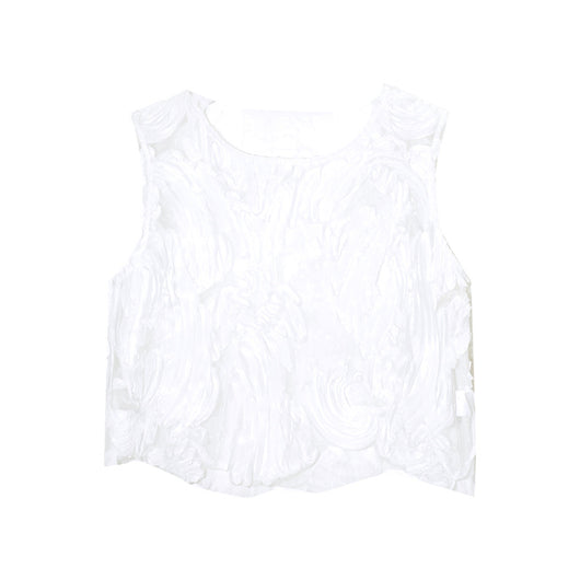Blusa de Encaje con Recortes Ondulados y Costuras Decorativas - Image 4
