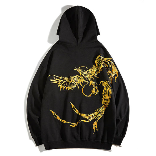 Sudadera Étnica con Capucha y Bordado de Fénix para Hombre - Image 4