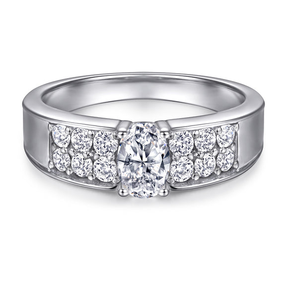 Anillo de Diamante Clásico Cuatro Garras Zirconia Plata S925