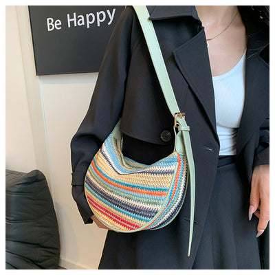 Bolsa Tote de Rafia Arcoíris para Mujer - Bolso Casual de Hombro - Image 22