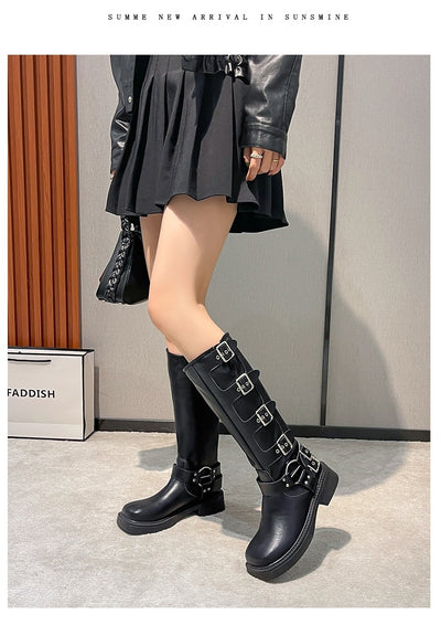 Botas Martin de Cuero Genuino con Tacón Robusto y Hebilla Retro para Mujer - Image 22