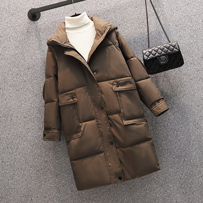 Chaqueta Acolchada Suelta con Capucha y Bolsillos