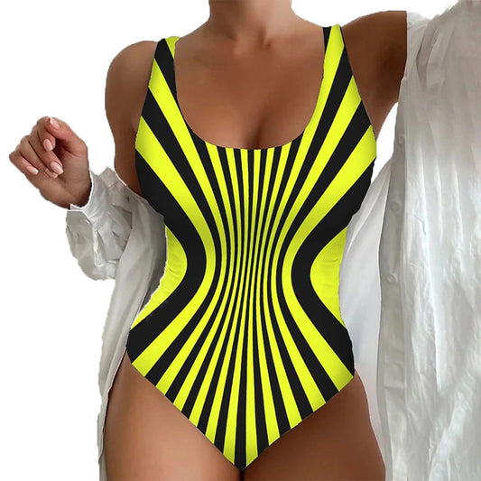 Traje de Baño Enterizo para Mujer con Contraste 3D - Diseño Moderno Playero - Image 2