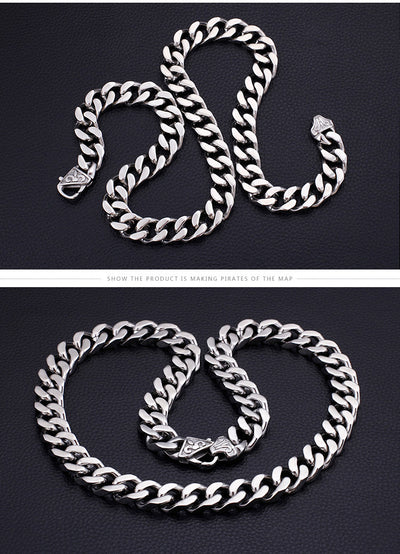 Collar de Acero Titanio Cadena Gruesa Estilo Caballo para Hombre - Image 7