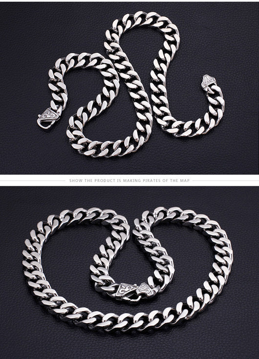 Collar de Acero Titanio Cadena Gruesa Estilo Caballo para Hombre - Image 7