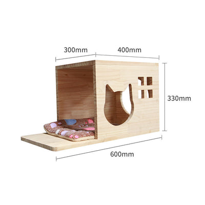 Árbol Rascador Mural para Gatos - Plataforma de Madera Sólida con Escalera - Image 9