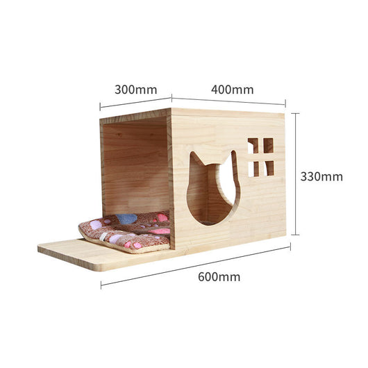 Árbol Rascador Mural para Gatos - Plataforma de Madera Sólida con Escalera - Image 9