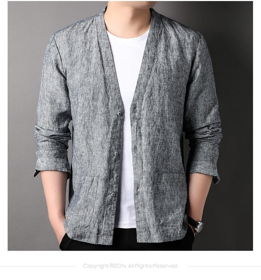 Camisa Casual Manga Larga Escote V para Hombre - Image 16