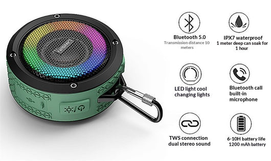 Parlante Bluetooth Portátil Resistente al Agua con Luces RGB - Image 10