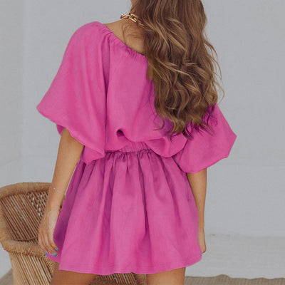 Conjunto de Dos Piezas Lino y Algodón con Blusa Cuello V y Falda Corta - Image 6