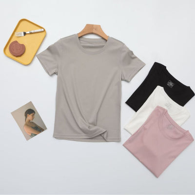 Blusa Fresca de Algodón y Seda de Gusano para Mujer - Manga Corta Verano - Image 4