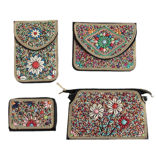 Bolso Bohemio Étnico con Cuentas y Compartimiento para Teléfono - Image 5