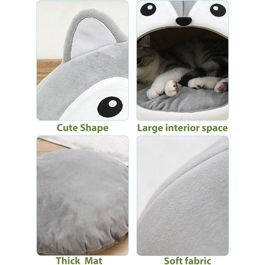 Cama para Gatos con Forma de Zorro y Cojín Desmontable - Image 4