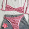 Bikini Estampado con Espalda Descubierta y Tirantes Ajustables