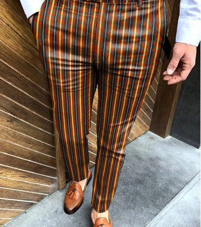 Pantalones Casuales Slim Fit con Estampado de Rayas para Hombre - Verano - Image 3