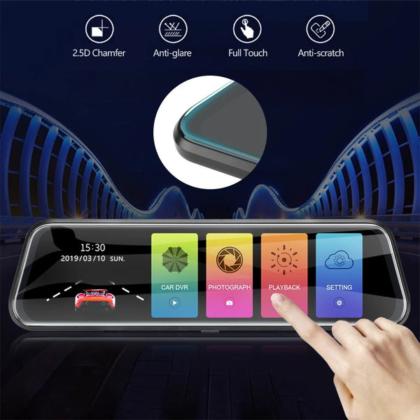 Espejo Retrovisor Grabador Dual 1080p HD con Cámara Frontal y Trasera