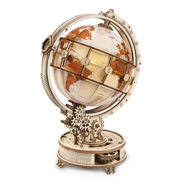 Globo Terráqueo de Madera Armable para Escritorio