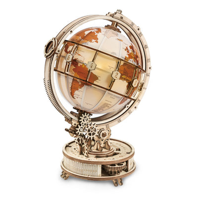 Globo Terráqueo de Madera Armable para Escritorio