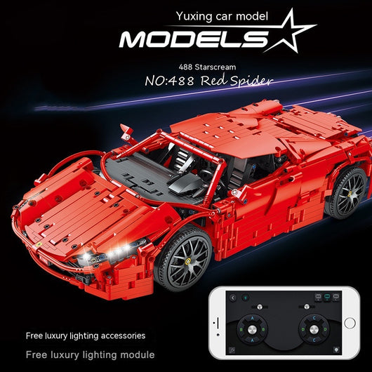 Auto Deportivo Rojo Spider con Control Remoto Doble y Bloques de Construcción
