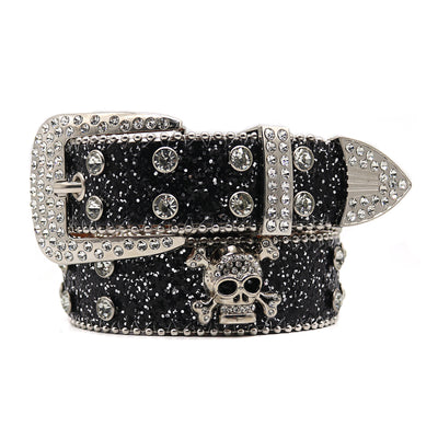Cinturón Ancho para Hombre con Calavera de Cristales - Image 3