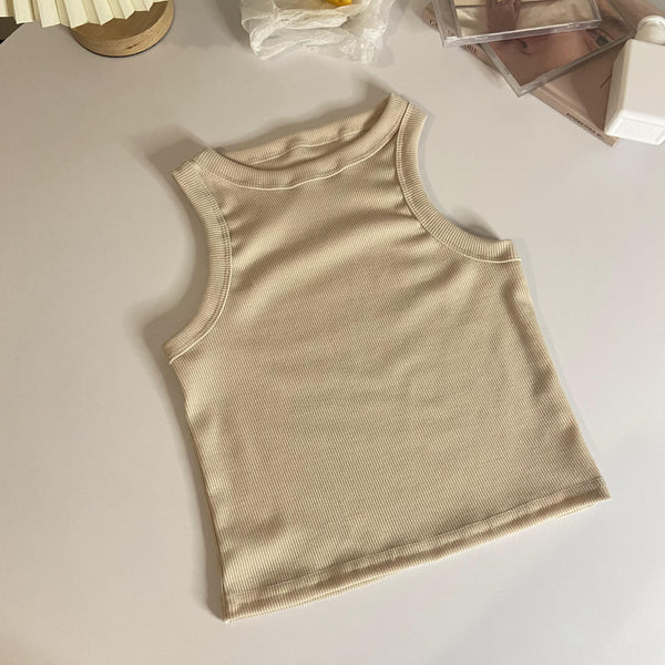 Musculosa Ajustada Crop Top Liso para Mujer