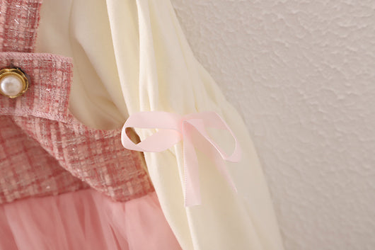 Vestido Falda Princesa Coreana Niña Primavera Otoño Estilo Dos Piezas con Tirantes - Image 9