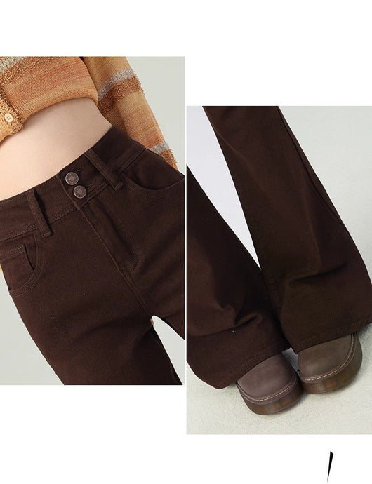 Pantalones Acampanados Talle Alto Moldeadores Marrón para Mujer Petite - Image 9