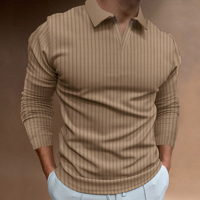Camisa Casual Ejecutiva de Manga Larga con Solapa - Colores Sólidos para Hombre - Image 7