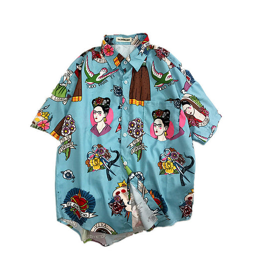 Camisa Holgada de Playa con Estampado Graffiti para Hombre y Mujer - Image 9