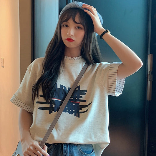 Playera Suelta Harajuku para Mujer - Diseño Trendy Primavera Temprana