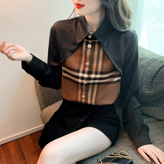Camisa de Cuadros Estilo Británico con Colores Contrastantes - Corte Delgado