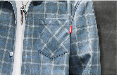 Camisa Cuadros Hombre Manga Larga Estilo Coreano Tendencia - Image 15