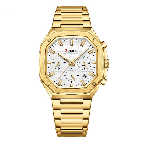Reloj de Negocios Acero Inoxidable con Calendario de Seis Pines
