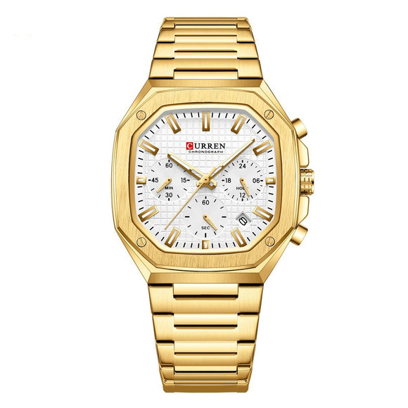 Reloj de Negocios Acero Inoxidable con Calendario de Seis Pines
