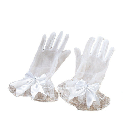 Guantes de Novia Cortos Tul Cristal Dedo Completo - Image 2