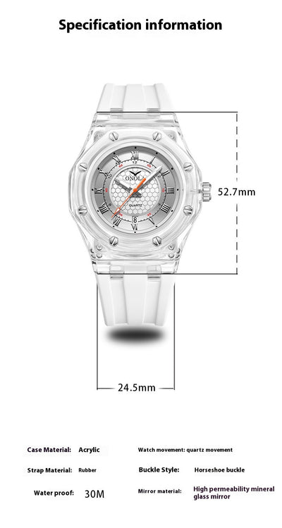 Reloj de Cuarzo con Correa de Silicona Transparente Resistente al Agua - Image 17