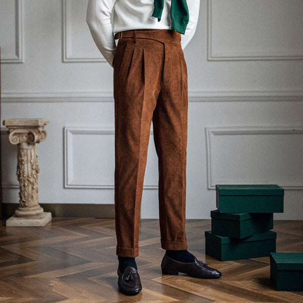 Pantalones de Pana Rectos Cintura Alta para Hombre